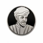 ستيكر السلطان قابوس بتصميم أبيض وأسود