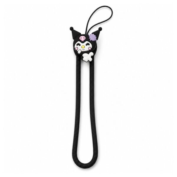 تعليقة هاتف سوداء بتصميم Kuromi Style مع حبل أسود
