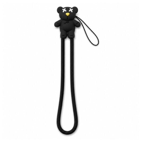 تعليقة هاتف سوداء بتصميم دب Black Bear Style مع حبل أسود