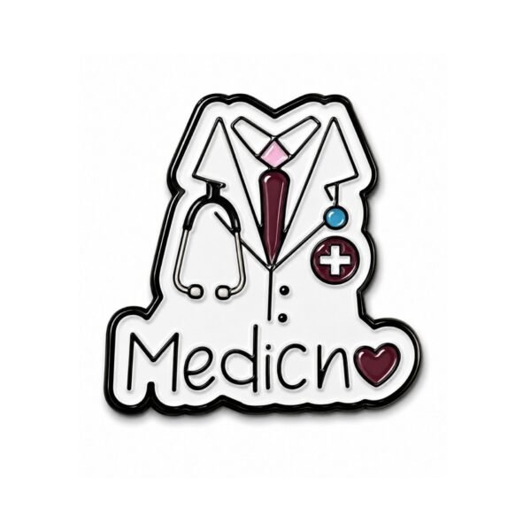 ستيكر معدني بتصميم معطف طبي وسماعة لطلاب الطب والأطباء