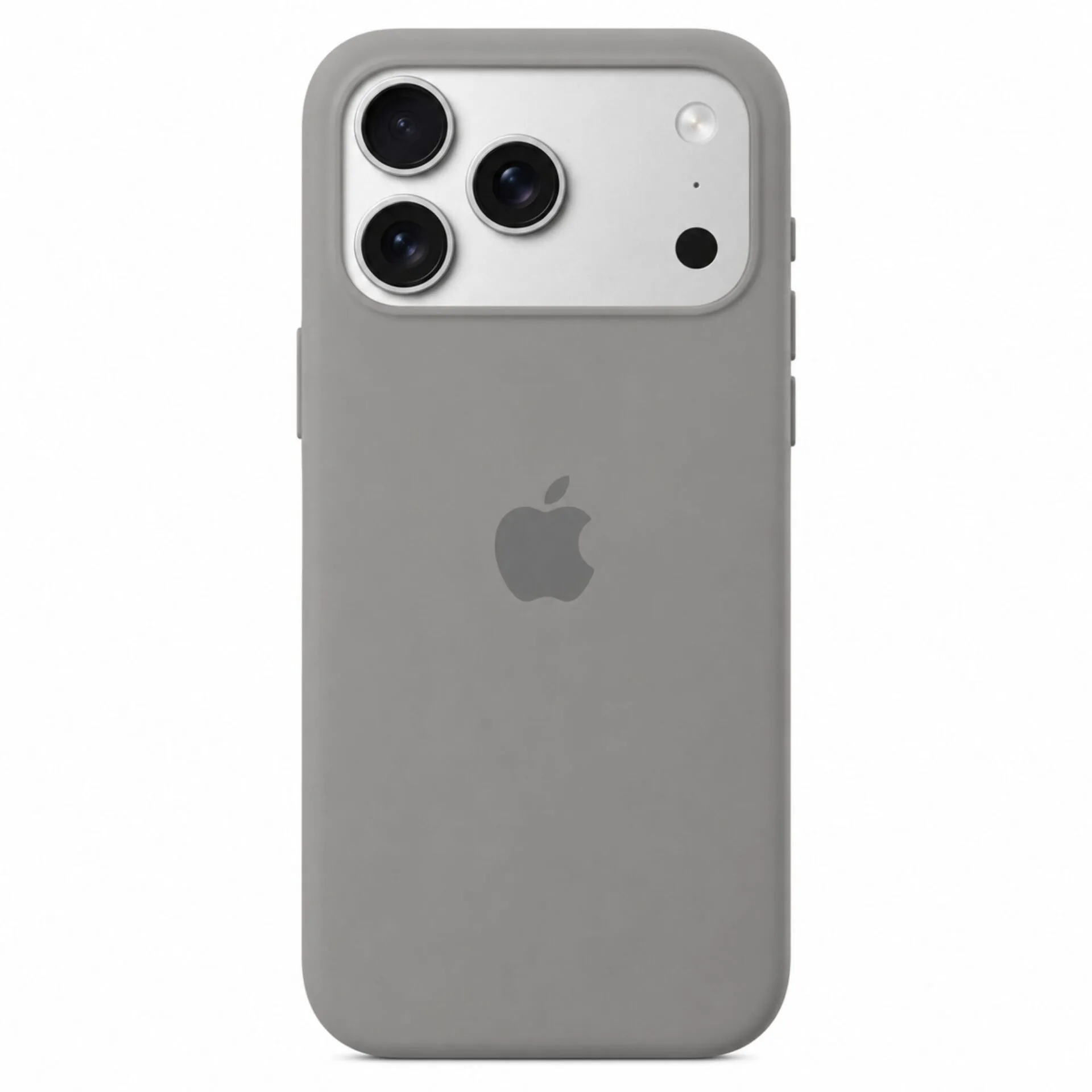 natural-titanium-iphone-17 pro Max -silicone-case.jpg كفر سيليكون تيتانيوم طبيعي للآيفون بتصميم ناعم وحماية كاملة