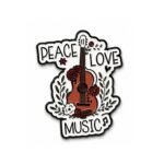 ستيكر معدني بتصميم جيتار وعبارة Peace Love Music