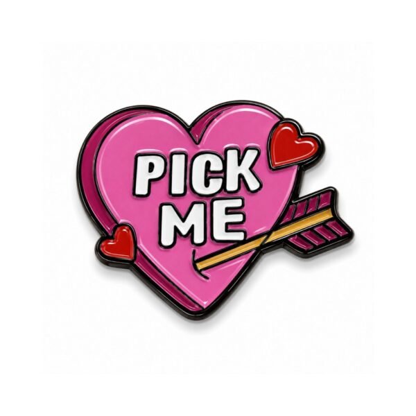 Pick Me Pink Heart Sticker Cute Romantic Metal Design