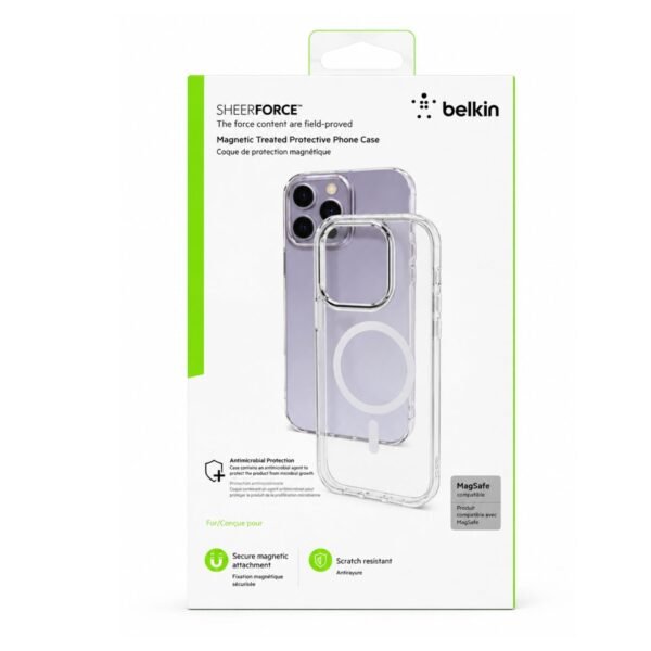 كفر ايفون شفاف Belkin SheerForce مع دعم MagSafe ومقاومة الاصفرار