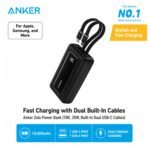 باور بنك Anker Zolo للشحن السريع بقوة 35W مع شاشة لعرض نسبة البطارية وتصميم مدمج.