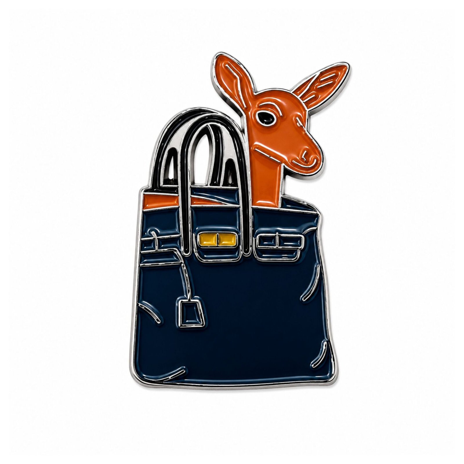 luxury-handbag-deer-metal-sticker.jpg ستيكر معدني حقيبة فاخرة مع غزال بتصميم أنيق.