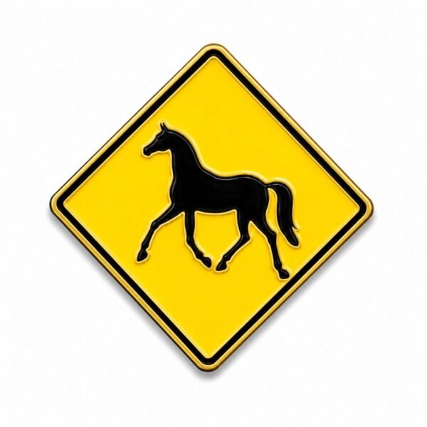 ستيكر معدني لوحة تحذير عبور الخيول