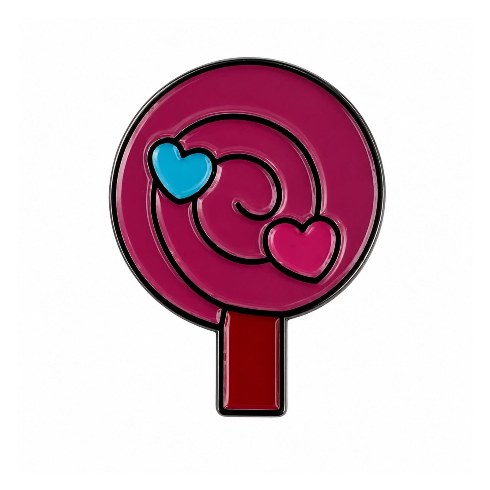 heart-lollipop-metal-sticker.jpg ستيكر معدني مصاصة حلوى مع قلوب ملونة.