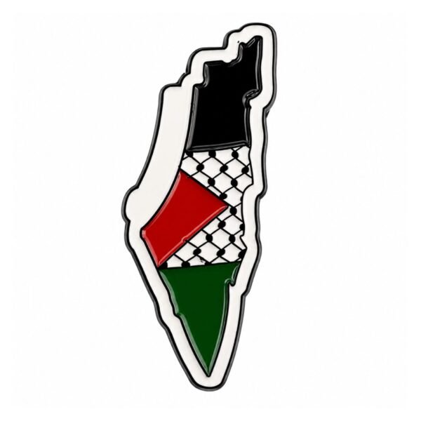 ستيكر معدني لخريطة فلسطين بألوان العلم الفلسطيني ونقشة الكوفية