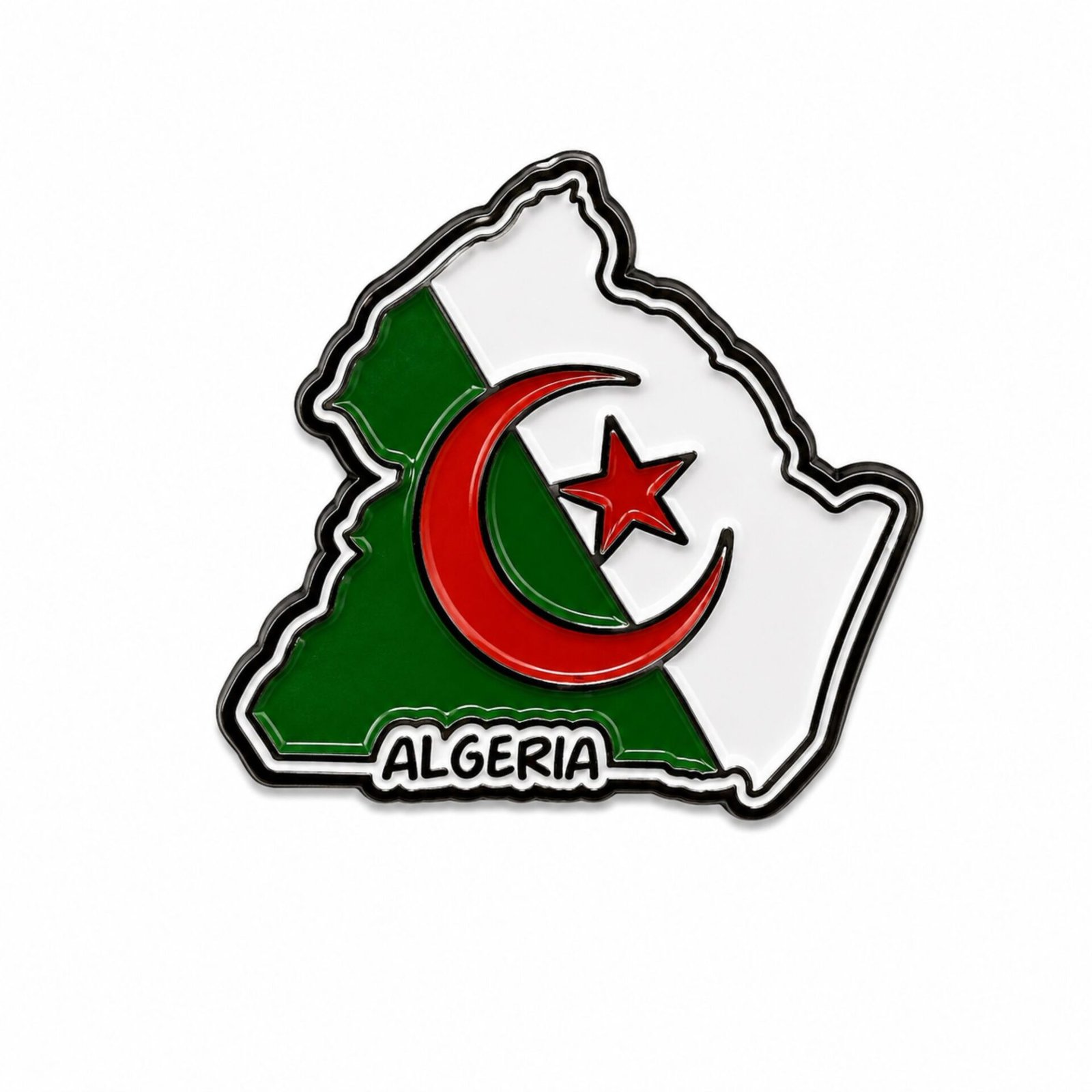 algeria-map-metal-sticker.jpg ستيكر معدني لخريطة الجزائر مع العلم الجزائري.
