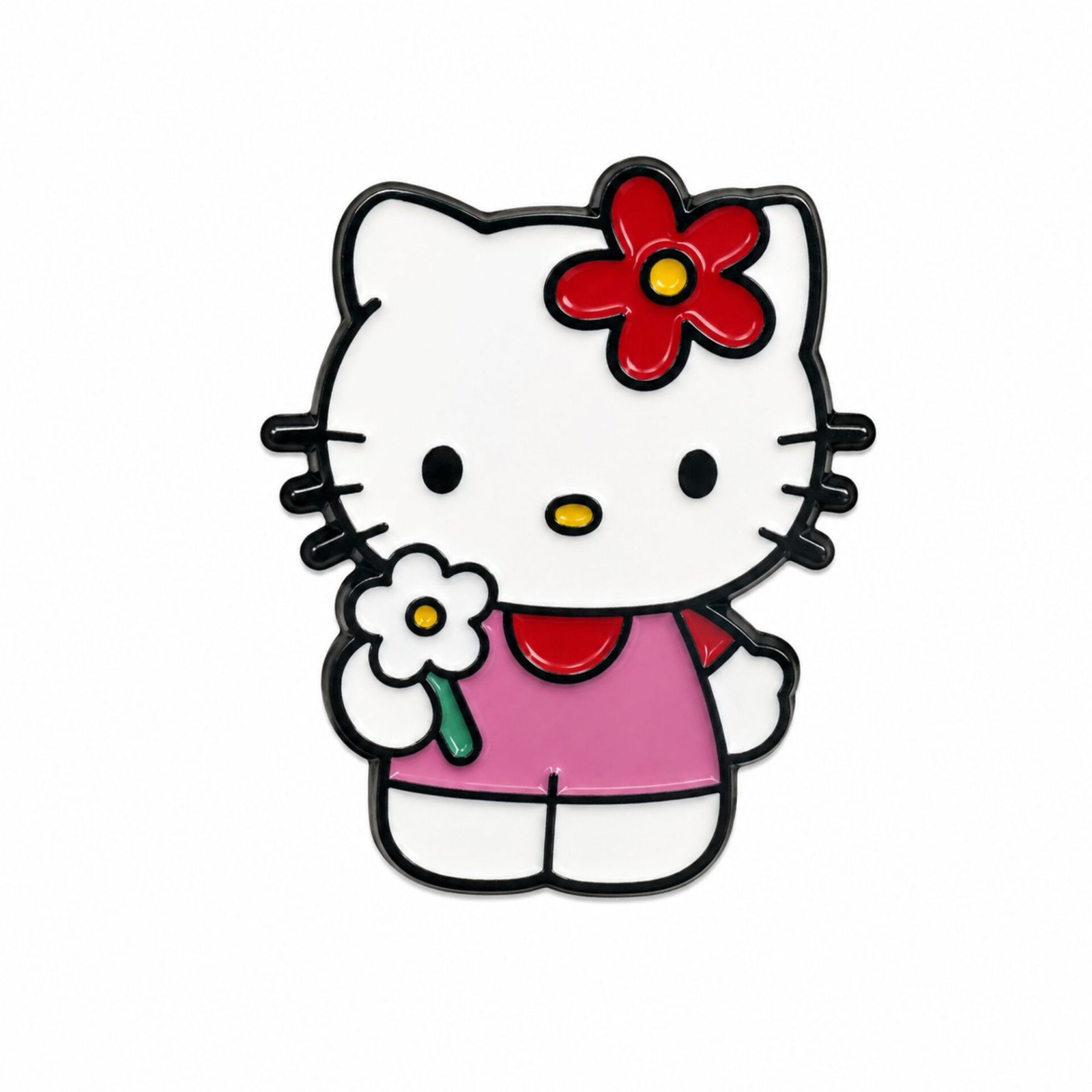 hello-kitty-flower-metal-sticker.jpg ستيكر معدني لشخصية هيلو كيتي مع وردة.
