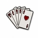 ستيكر معدني بتصميم الأوراق الملكية من فئة القلوب.