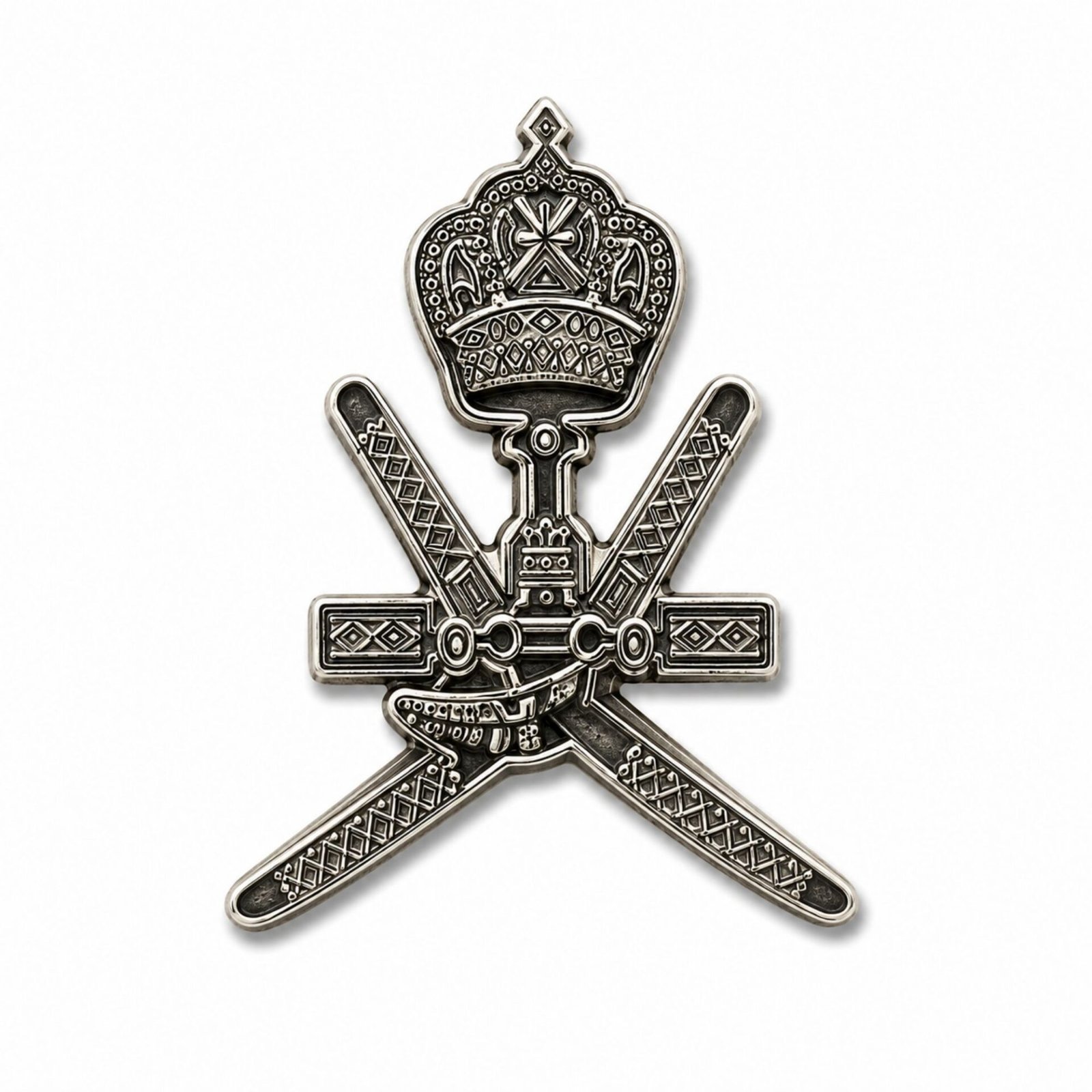 oman-national-emblem-metal-sticker.jpg ستيكر معدني لشعار سلطنة عُمان الرسمي بالخنجر والسيفين المتقاطعين.