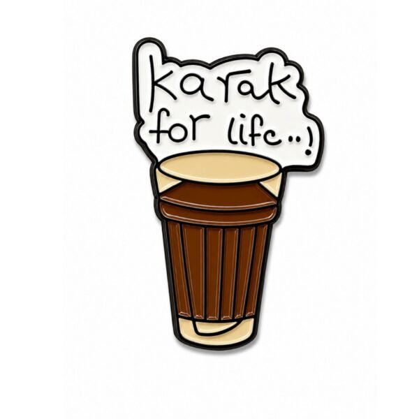 ستيكر معدني بتصميم Karak for Life مع كوب كرك.