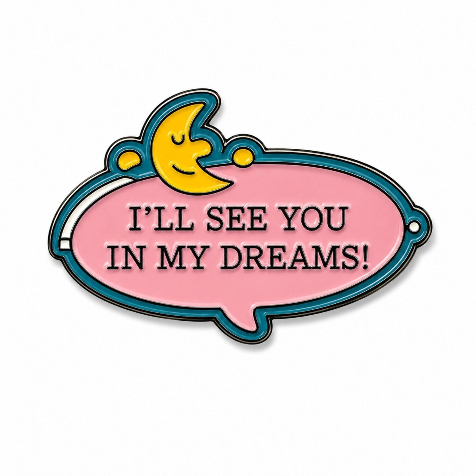 ill-see-you-in-my-dreams-metal-sticker.jpg ستيكر معدني بعبارة I'll See You in My Dreams مع قمر نائم بتصميم لطيف.