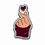 ستيكر قلب كوري بالأصابع عنابي معدني – Korean Finger Heart 🫰❤️
