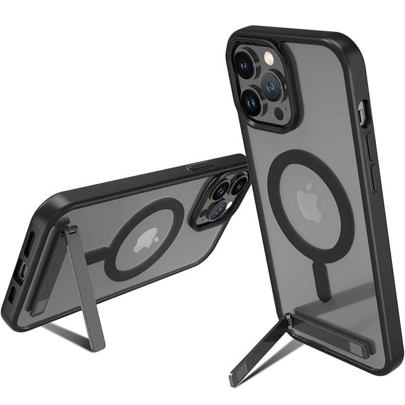 Black MagSafe Case with Stand for iPhone - Mobiles Garage 🎬 Black MagSafe Case with Stand for iPhone