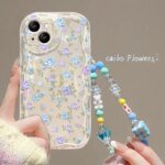 🌸 Clear Floral Case with Chain Bracelet for iPhone