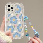 🌸 Clear Floral Case with Chain Bracelet for Samsung Galaxy
