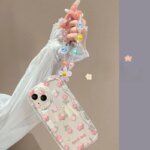 🌸 Clear Floral Case with Chain Bracelet for Samsung Galaxy