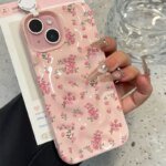 🌷 Pink Roses Case with Wavy Texture for iPhone