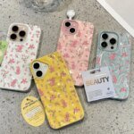 🌷 Pink Roses Case with Wavy Texture for iPhone