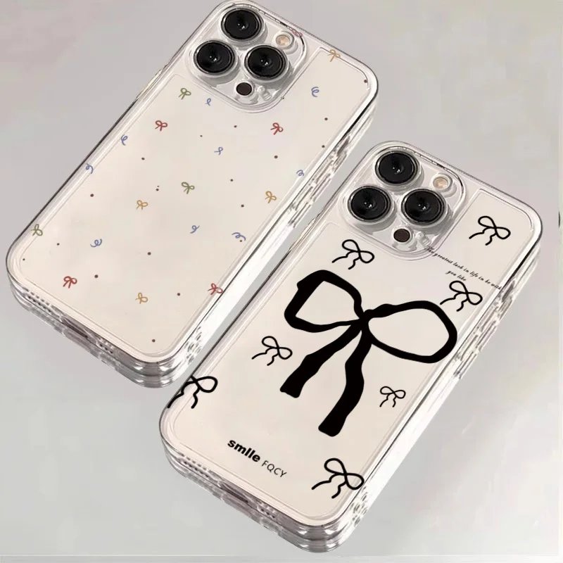 Clear Case with Bow Drawings for iPhone - Mobiles Garage 🎀 Clear Bows Print Case for iPhone