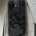 🌿 Clear Case with Rose Ornaments for iPhone