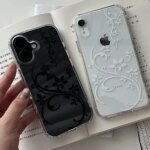 🌿 Clear Case with Rose Ornaments for iPhone