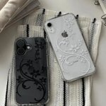 🌿 Clear Case with Rose Ornaments for iPhone