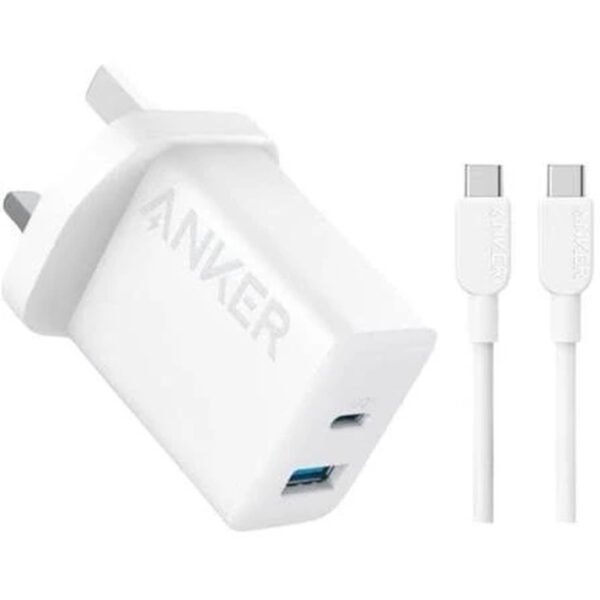 شاحن Anker بقوة 20W بمنفذين مع كيبل USB-C