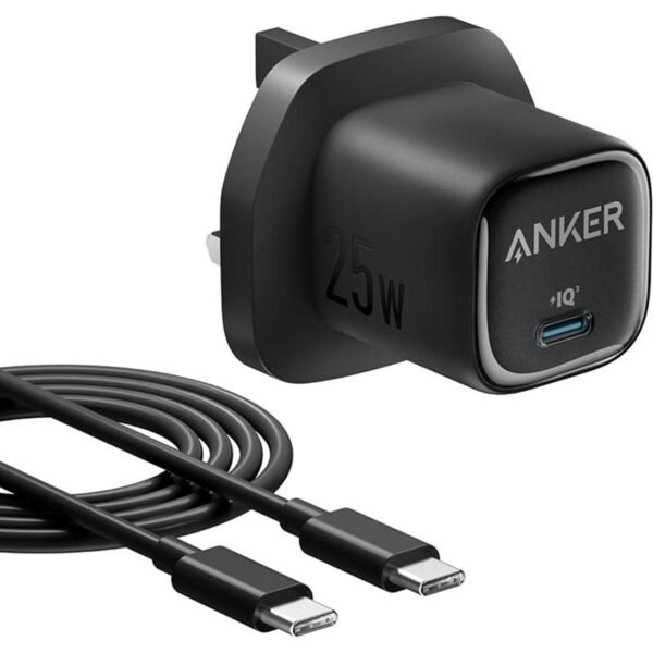 شاحن Anker بقوة 25W بمنفذ USB-C باللون الأسود