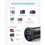 شاحن سيارة Anker بقوة 30W بمنفذين مع مؤشر LED باللون الأسود - صورة 2