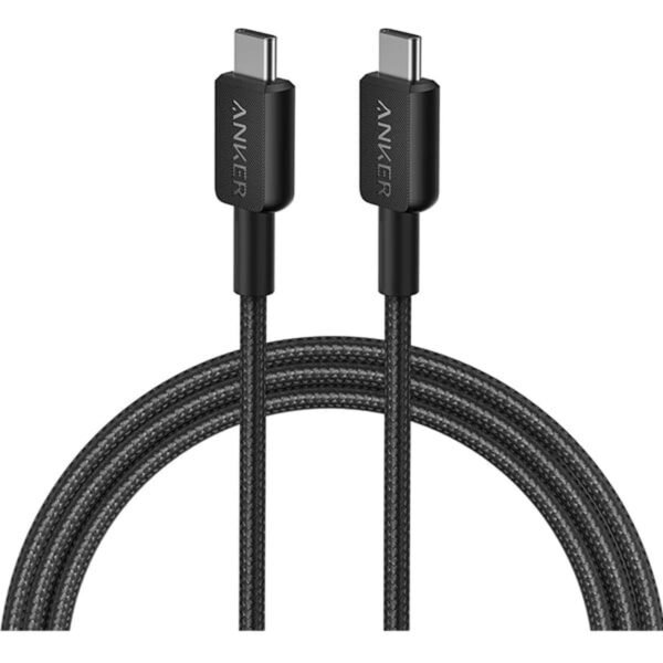 كيبل Anker 322 من USB-C إلى USB-C مجدول بطول 0.9 متر باللون الأسود