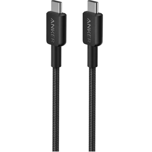 كيبل Anker 322 المجدول من USB-C إلى USB-C بطول 0.9 متر باللون الأسود