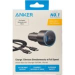 شاحن سيارة Anker Nano بثلاثة منافذ باللون الأسود - صورة 3