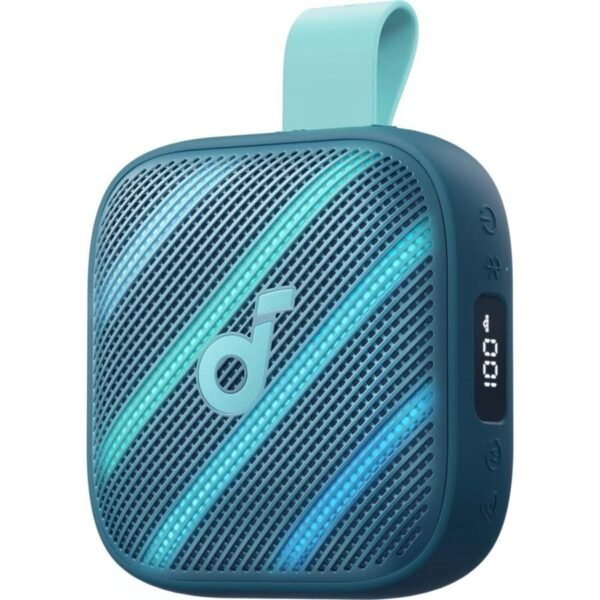 سبيكر Anker Soundcore Boom Go 3i البلوتوث باللون الأزرق مع إضاءة RGB وحزام للتعليق