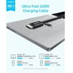كيبل Anker Zolo من USB-C إلى USB-C بقوة 240W وطول 1.8 متر بتصميم مجدول - صورة 3