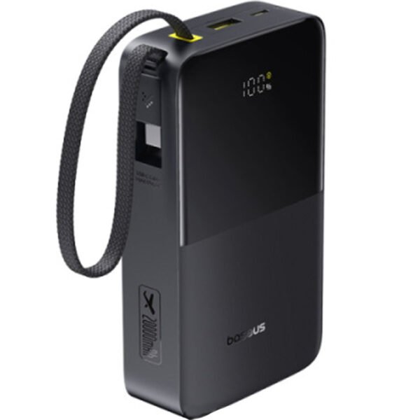 باور بنك Baseus EnerFill Bipow2 Pro بسعة 20000mAh مع كيبل USB-C مدمج وشاشة رقمية