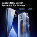 حماية شاشة Baseus HD الشفافة لآيفون 16 برو مع أداة التركيب - صورة 3