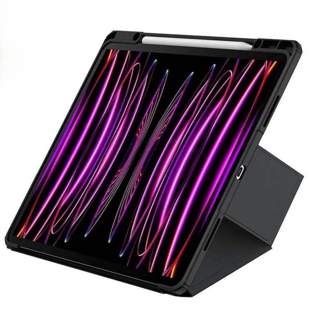 🛡️ كفر بيسوس Minimalist لآيباد برو 11 (2024) كفر Baseus Minimalist الأسود لآيباد برو 11 إنش 2024 مع حامل للقلم
