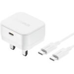 شاحن Baseus Palm الصغير باللون الأبيض مع كيبل USB-C إلى USB-C بطول 1 متر - صورة 2