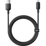 كيبل Baseus Silky من USB-A إلى Lightning بطول 1 متر باللون الأسود من السيليكون الناعم