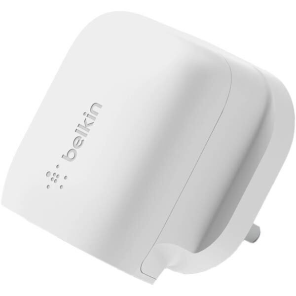 شاحن جداري Belkin بقوة 20W بمنفذ USB-C باللون الأبيض