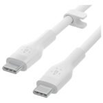 كيبل Belkin BoostCharge Flex السيليكوني من USB-C إلى USB-C بطول 1 متر باللون الأبيض - صورة 4