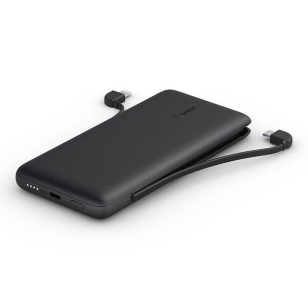 باور بنك Belkin BoostCharge Plus بسعة 10000mAh مع كابلات مدمجة باللون الأسود
