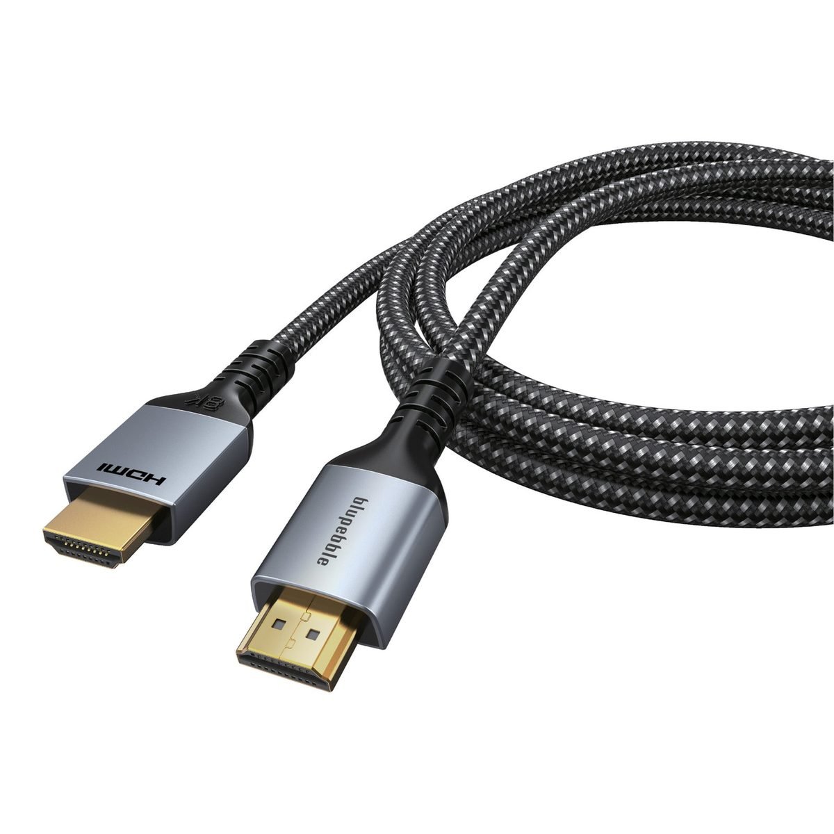 🖥 Blupebble HDMI 2.1 8K Cable with Aluminium Shell Black 🖥️ Blupebble 8K Premium HDMI 2.1 Cable Aluminum Housing Black