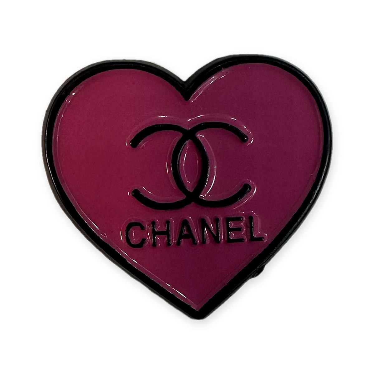 💗 Pink Chanel heart metal sticker 💗 Chanel Pink Heart Metal Sticker