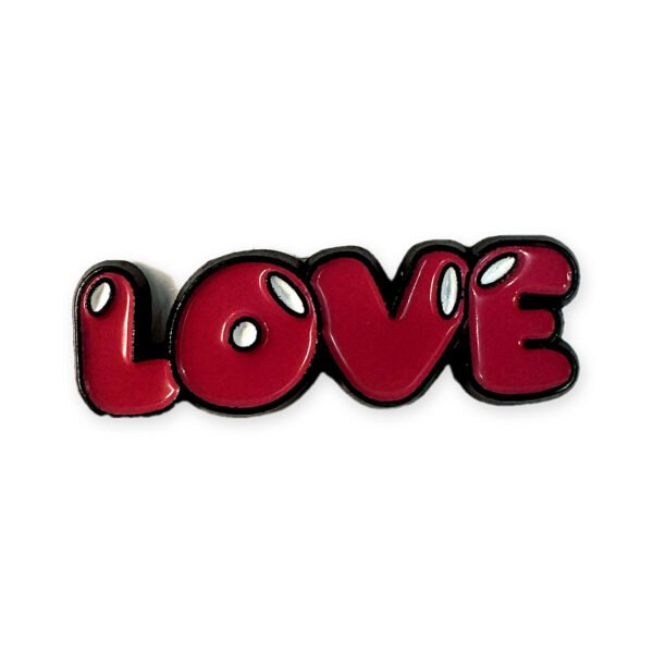 ستيكر معدني كلمة LOVE بحروف منتفخة باللون الأحمر الوردي لكفر الجوال