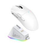 ماوس ألعاب Attack Shark X11 اللاسلكي الخفيف مع قاعدة شحن RGB باللون الأبيض - صورة 2